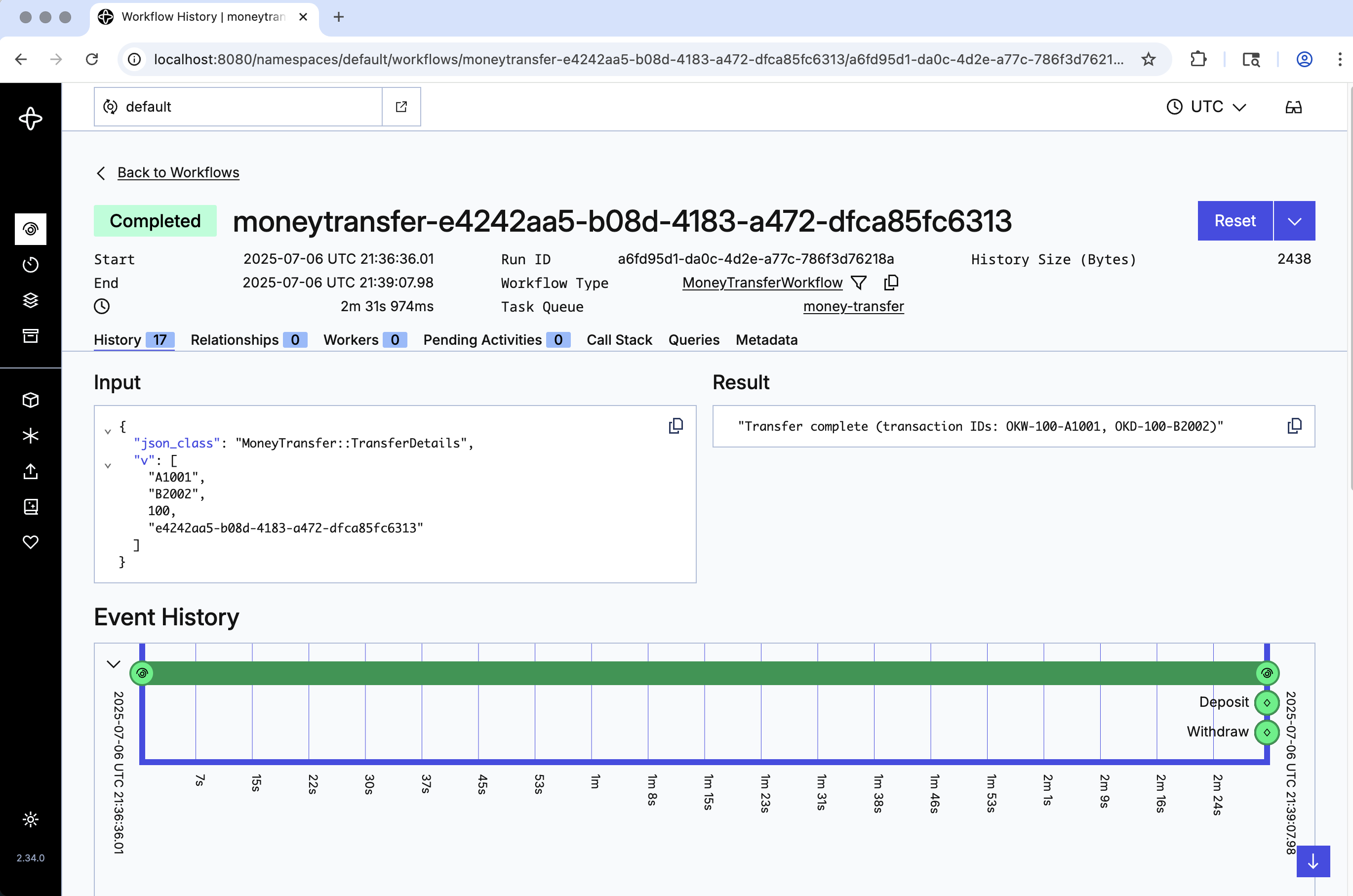 Workflow completed view