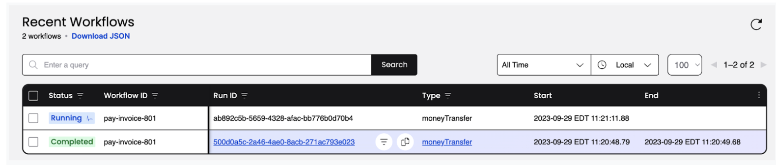 The Workflow appears in the list